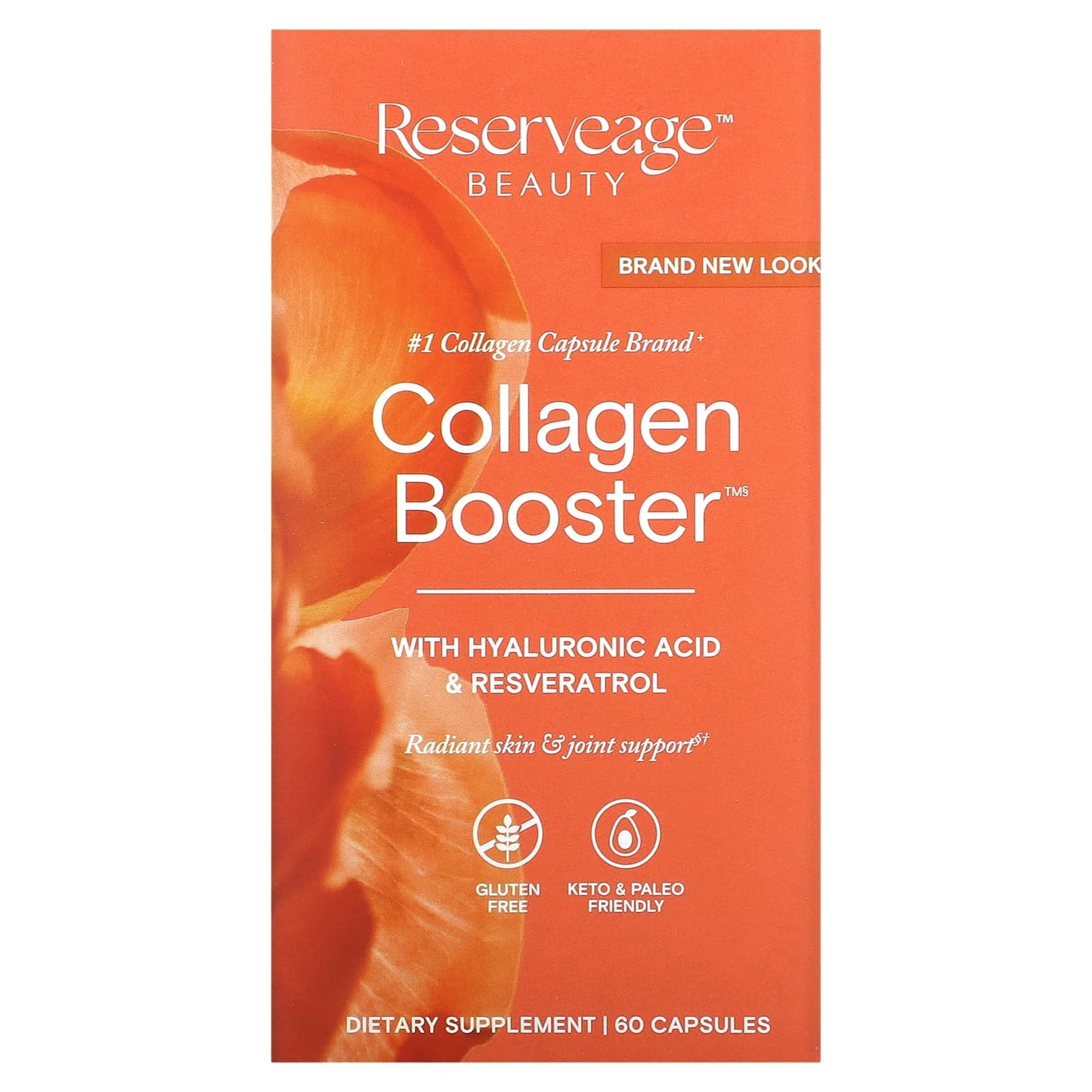 Reserveage Nutrition-Collagen Booster with Hyaluronic Acid & Resveratrol-60 Capsules