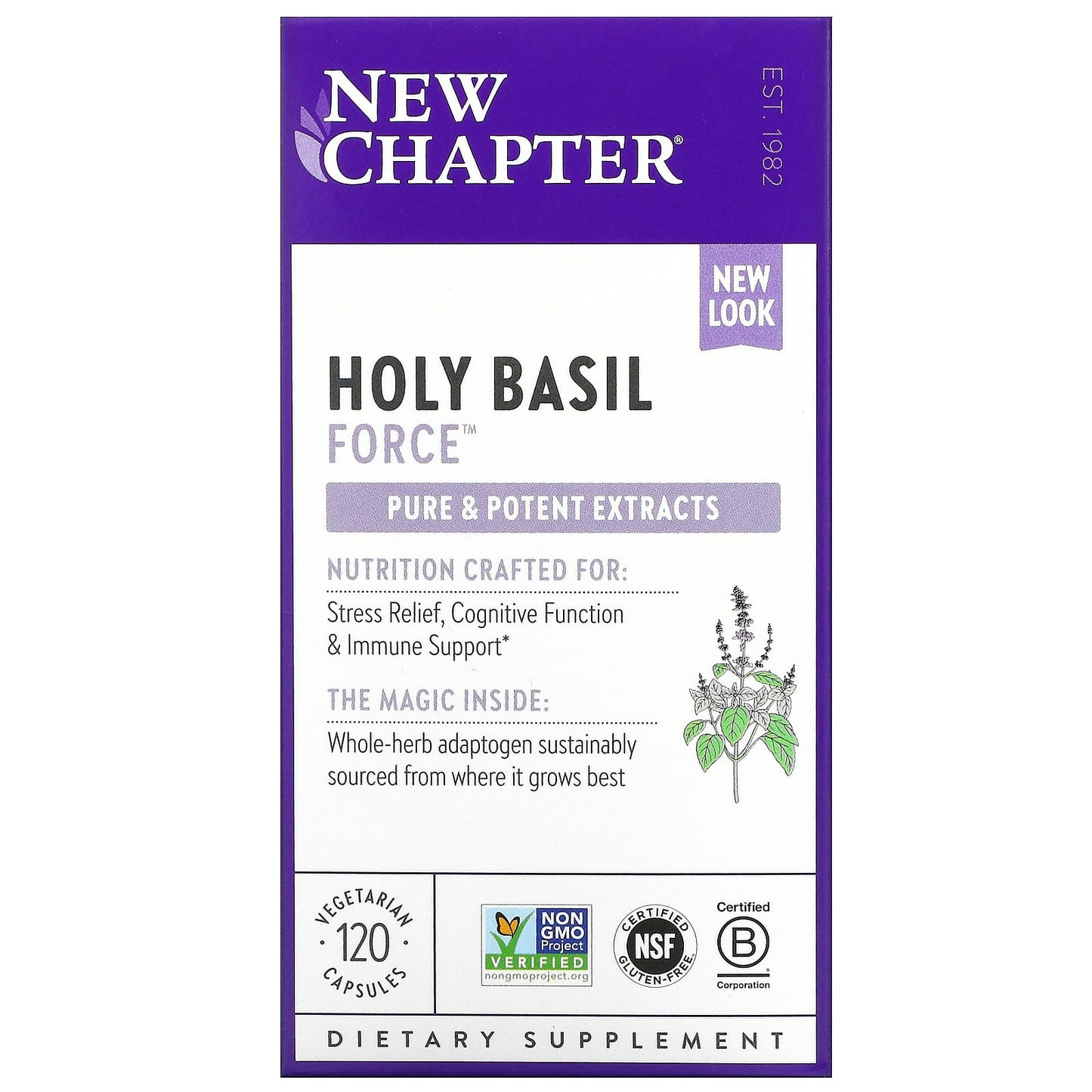 New Chapter-Holy Basil Force-120 Vegetarian Capsules