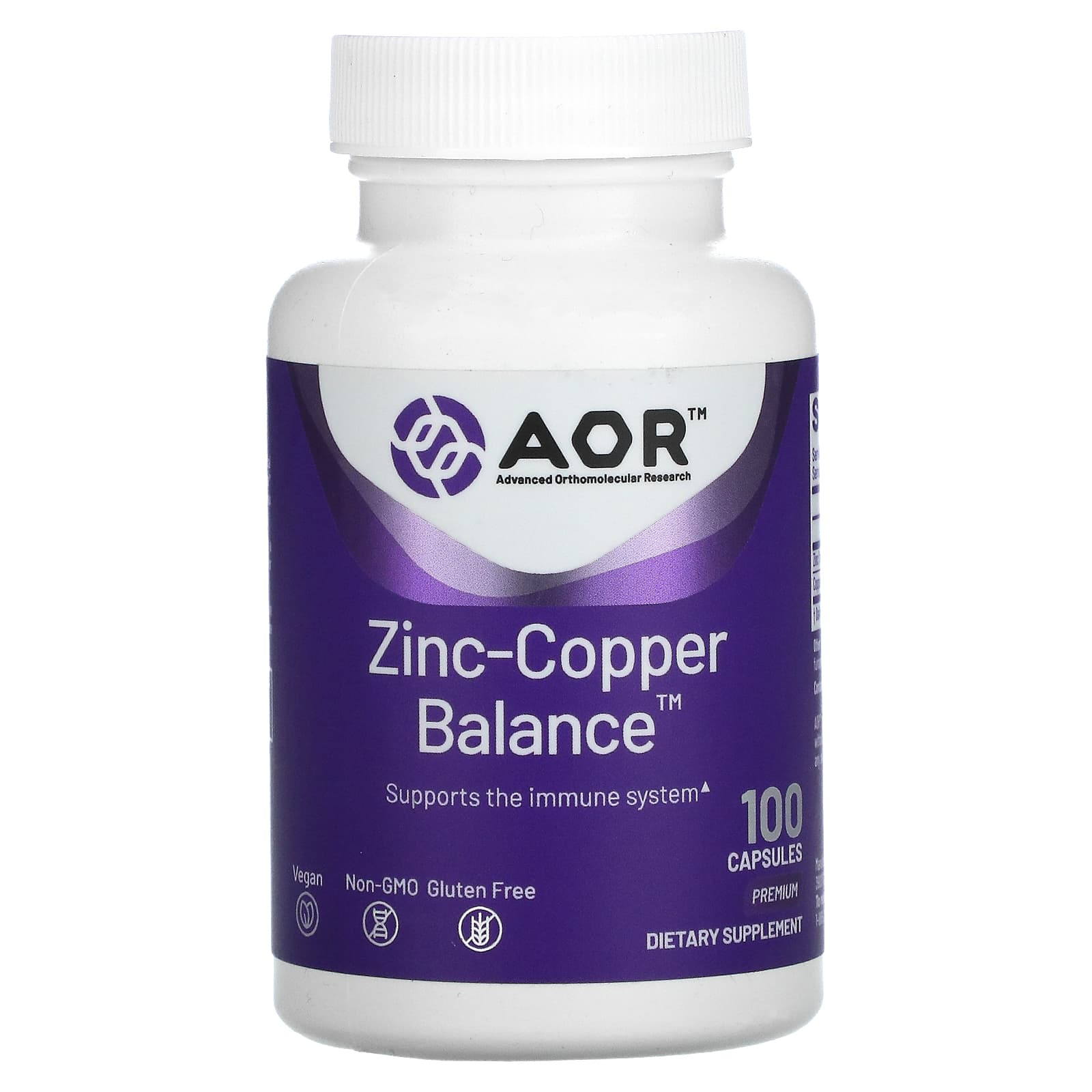 Advanced Orthomolecular Research AOR-Zinc-Copper Balance-100 Capsules