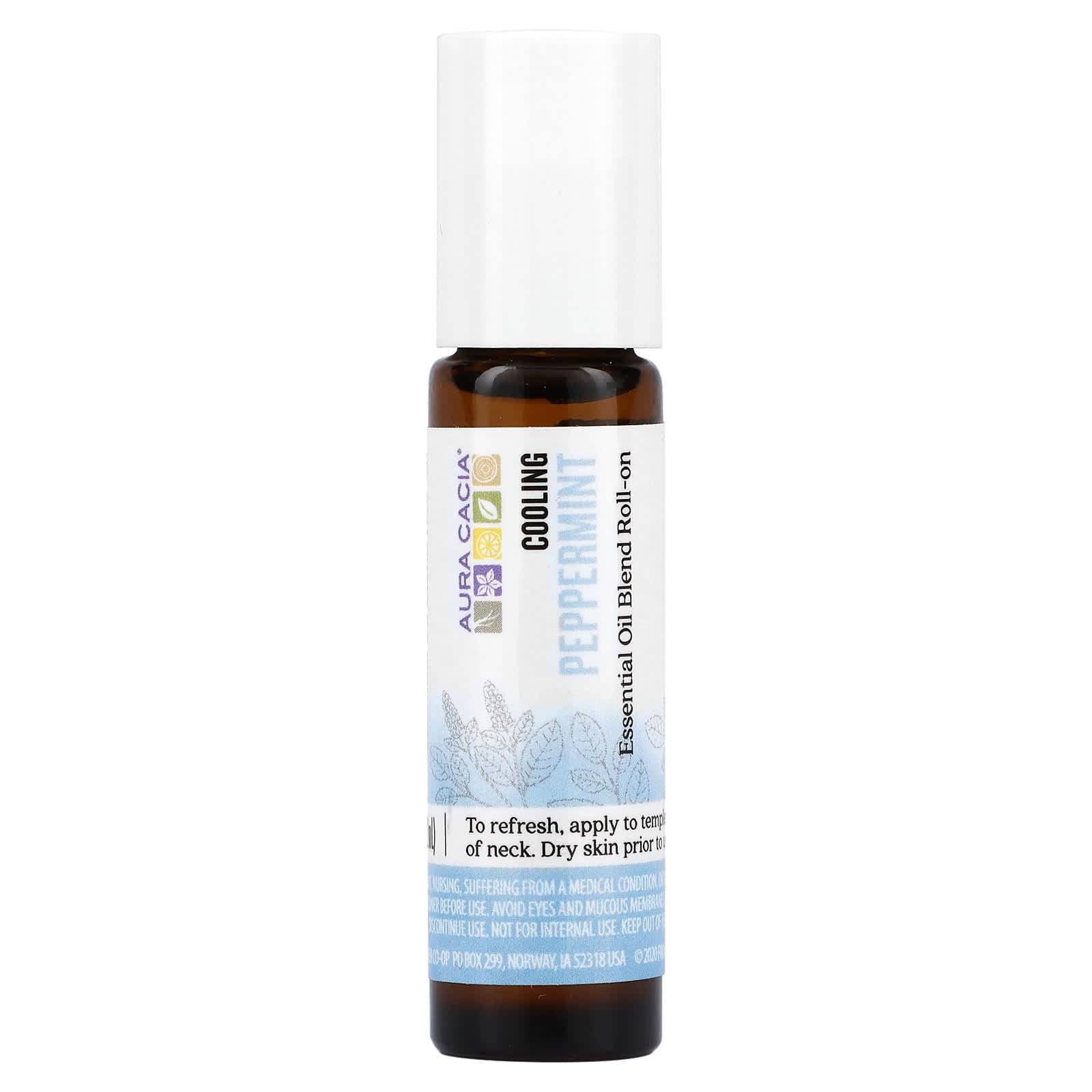 Aura Cacia-Essential Oil Blend-Cooling Roll-On-Peppermint-0.31 fl oz (9.2 ml)