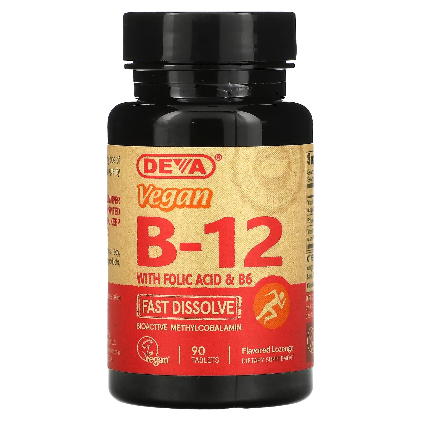 Deva-Vegan B12 with Folic Acid & B6-Fast-Dissolve-90 Tablets