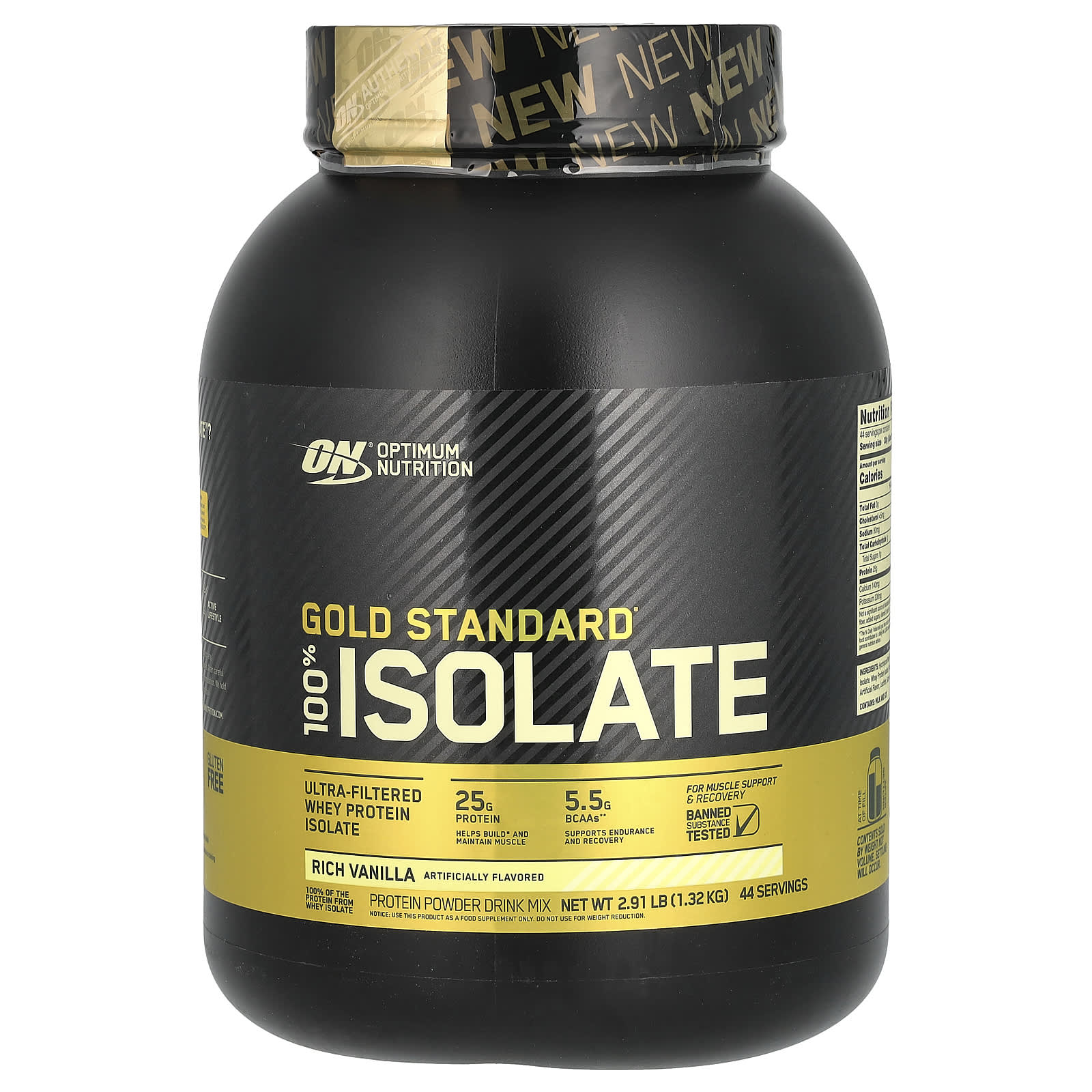 Optimum Nutrition-Gold Standard 100% Isolate-Rich Vanilla-2.91 lb (1.32 kg)