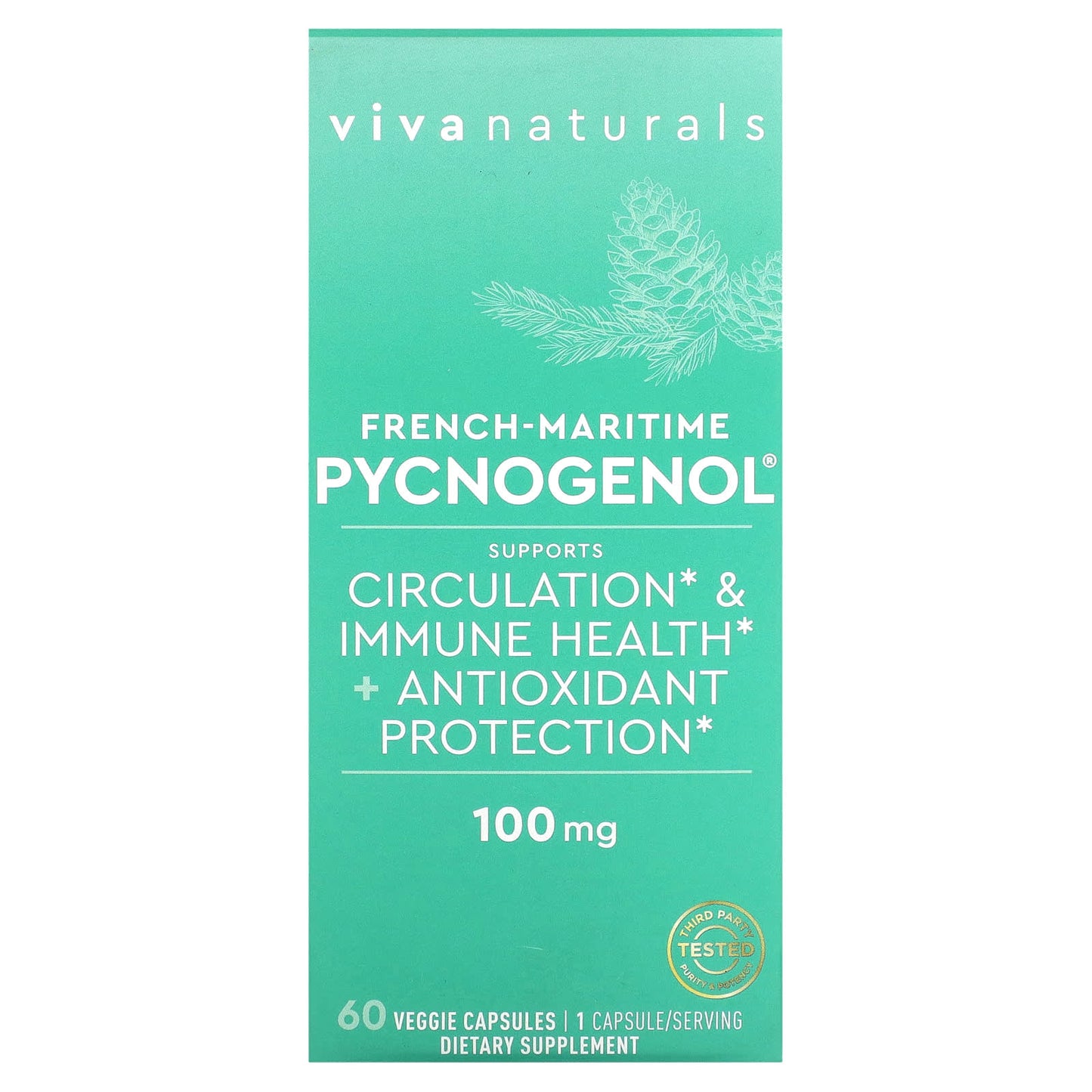 Viva Naturals-French-Maritime Pycnogenol-100 mg-60 Veggie Capsules