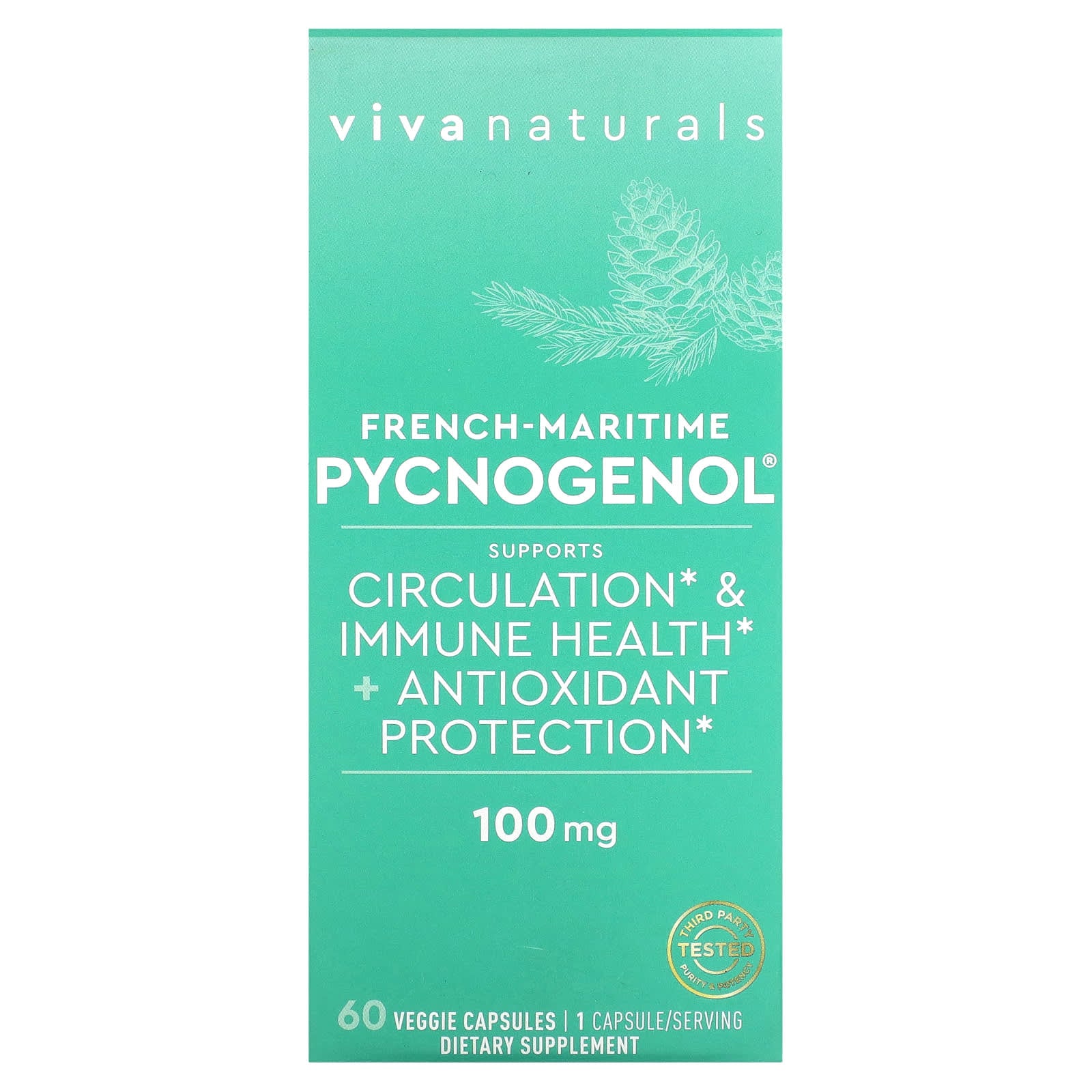 Viva Naturals-French-Maritime Pycnogenol-100 mg-60 Veggie Capsules