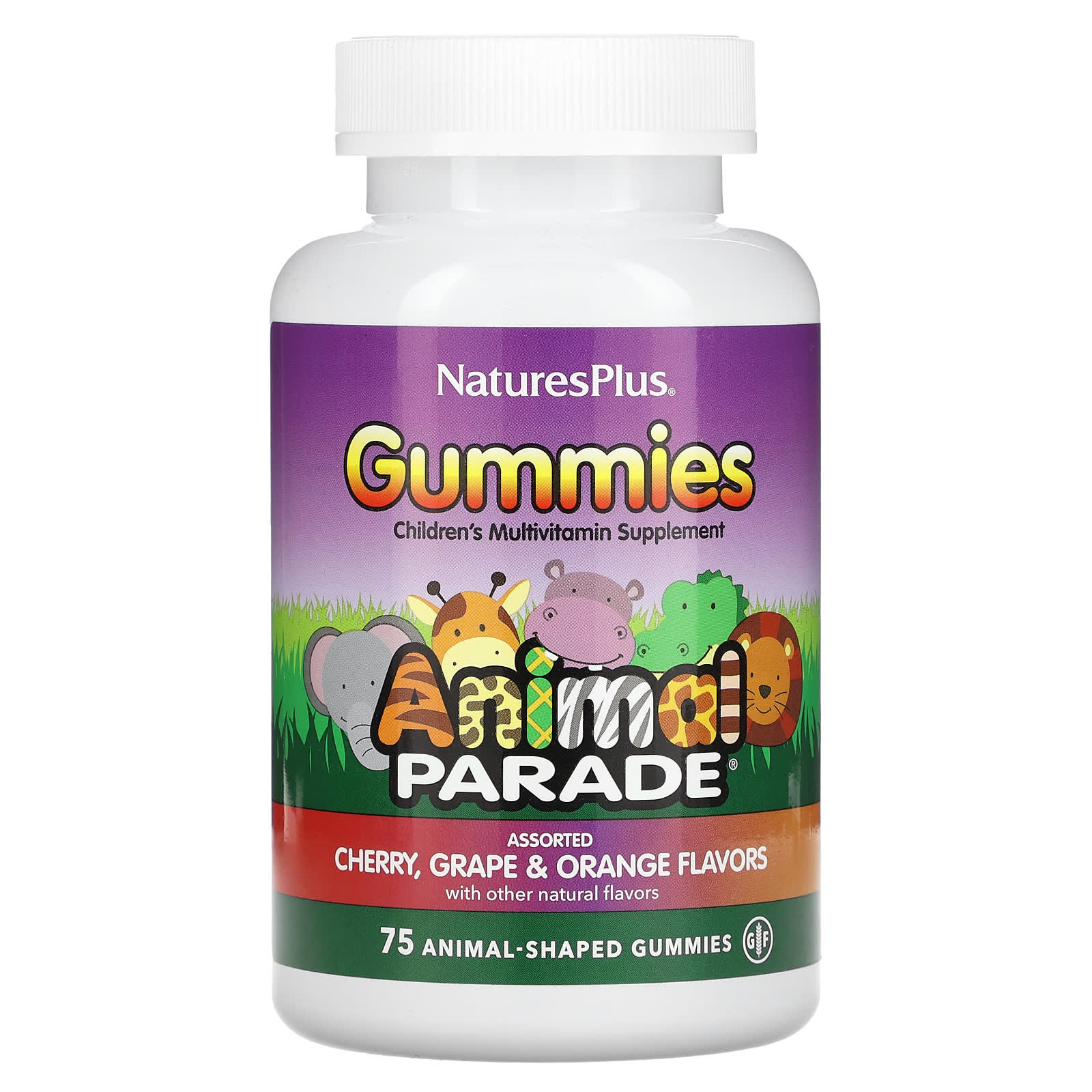 NaturesPlus-Animal Parade Gummies-Children's Multivitamin-Assorted Flavors-75 Animal-Shaped Gummies