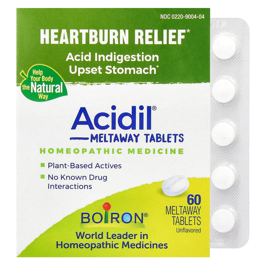 Boiron-Acidil-Heartburn Relief-Unflavored-60 Meltaway Tablets