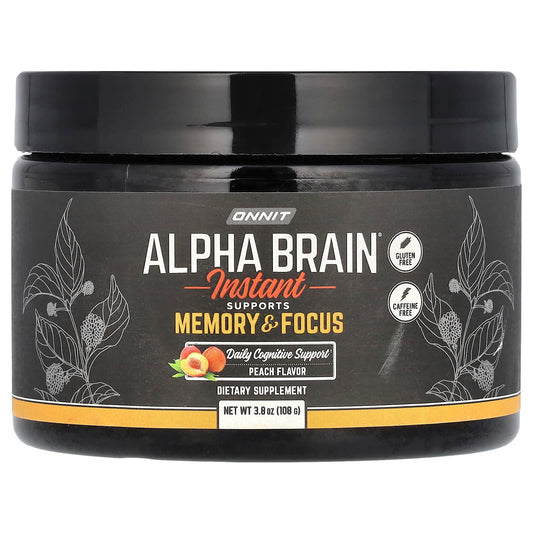 Onnit-Alpha Brain Instant-Caffeine Free-Peach -3.8 oz (108 g)