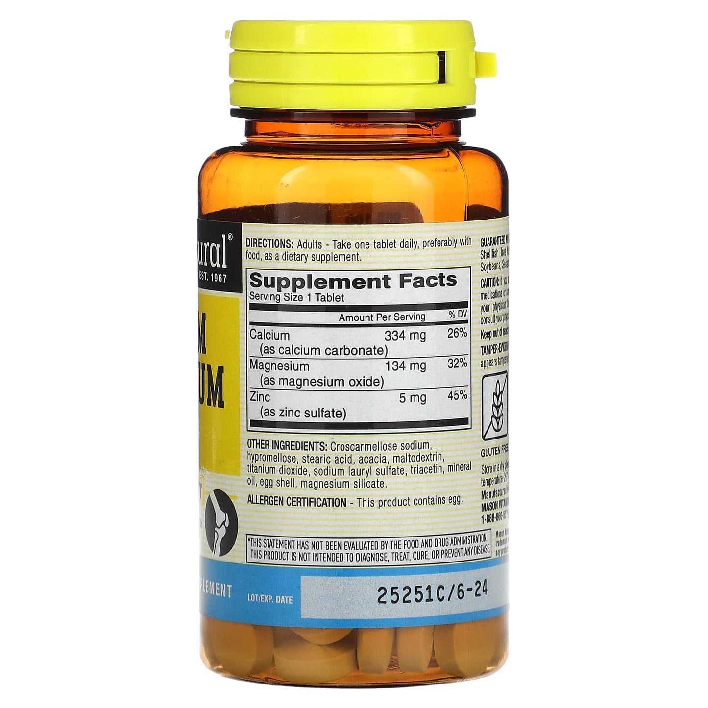 Mason Natural, Calcium Magnesium & Zinc, 100 Tablets