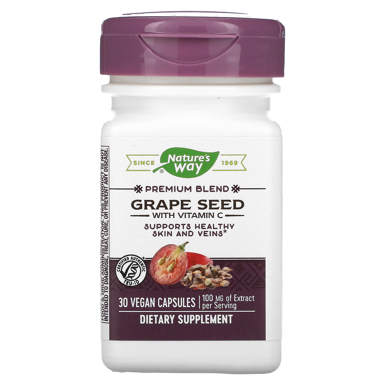 Nature's Way-Premium Blend-Grape Seed with Vitamin C-100 mg-30 Vegan Capsules