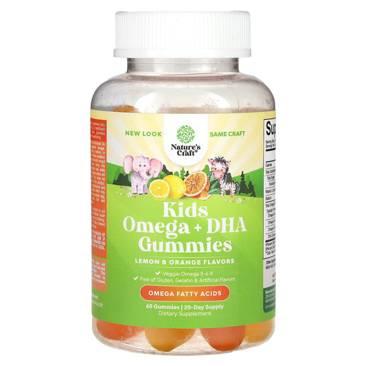 Nature's Craft-Kids-Omega + DHA Gummies-Lemon & Orange-60 Gummies