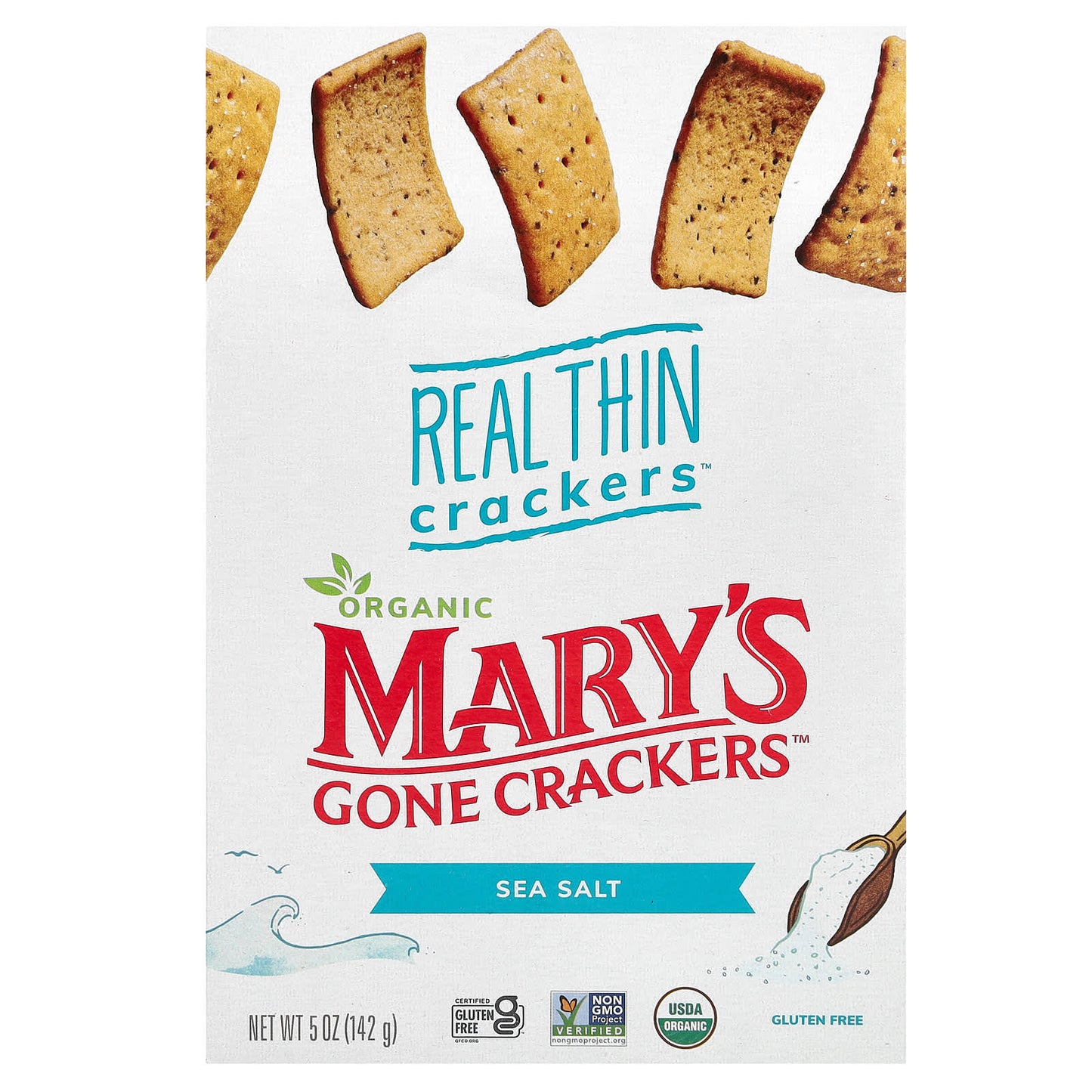 Mary's Gone Crackers-Organic Real Thin Crackers-Sea Salt-5 oz (142 g)