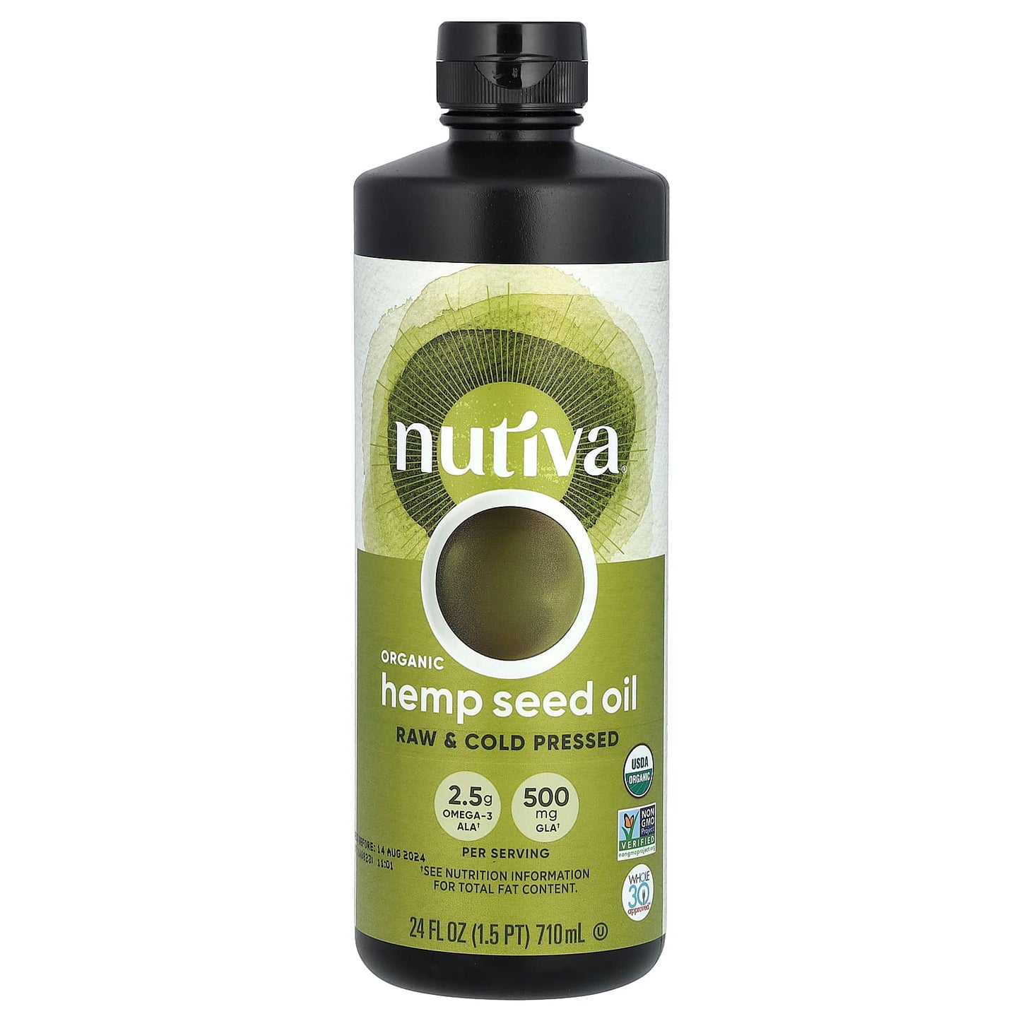 Nutiva-Organic Hemp Seed Oil-Raw & Cold Pressed-24 fl oz (710 ml)