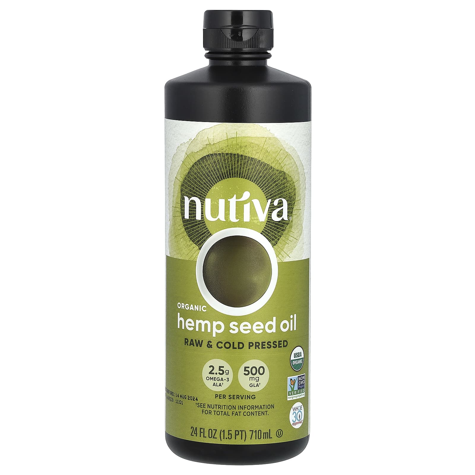 Nutiva-Organic Hemp Seed Oil-Raw & Cold Pressed-24 fl oz (710 ml)