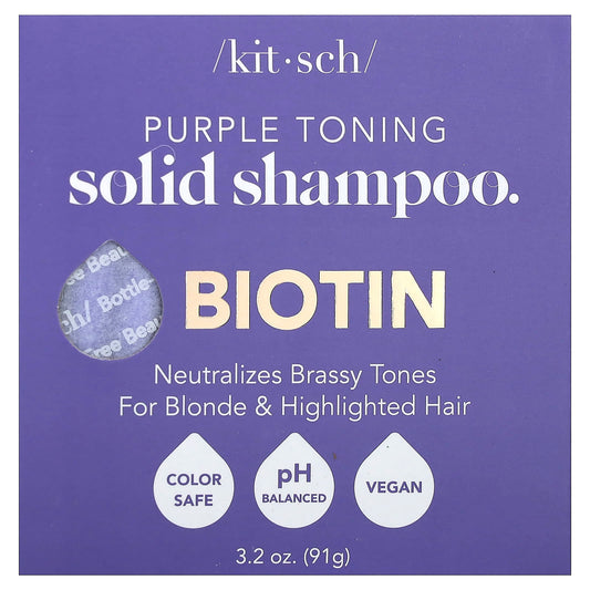 Kitsch-Purple Toning Solid Shampoo Bar-Biotin-Orange Blossom & Jasmine-3.2 oz (91 g)