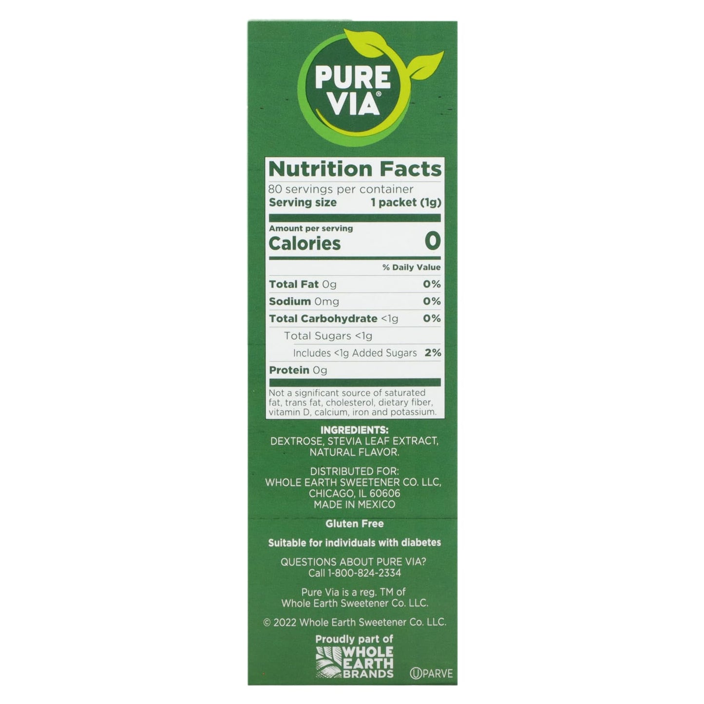 Pure Via, Stevia, 80 Packets, 2.8 oz (80 g)