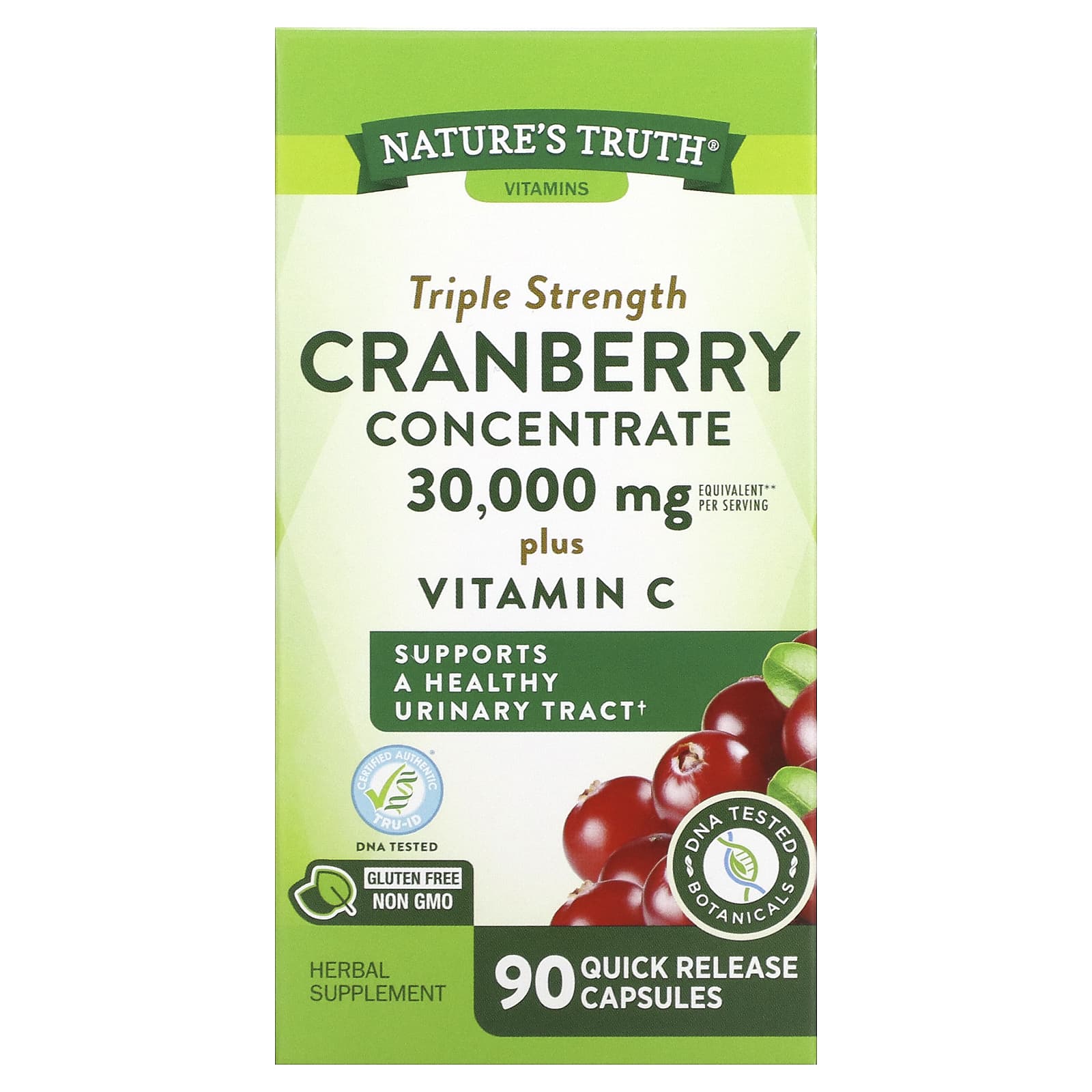 Nature's Truth-Triple Strength Cranberry Concentrate Plus Vitamin C-30,000 mg-90 Quick Release Capsules (15,000 mg per Capsule)