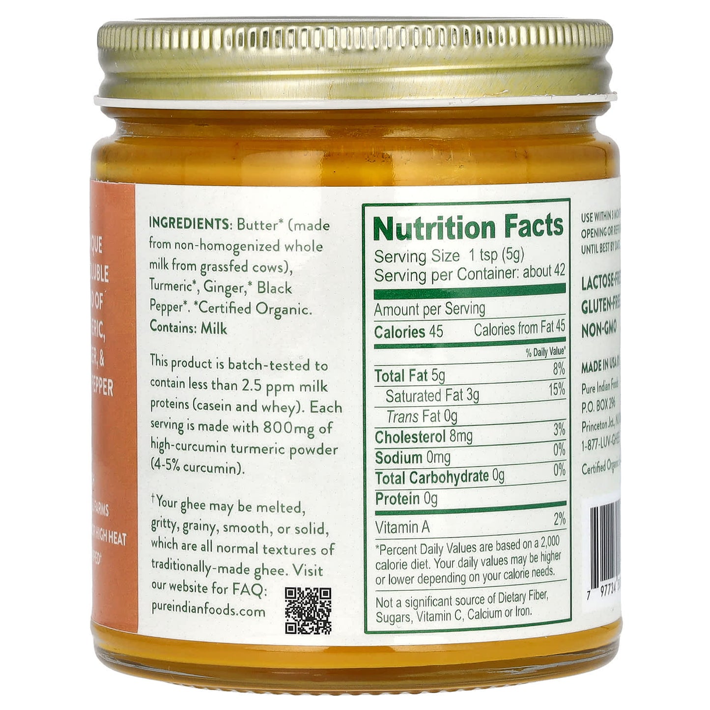 Pure Indian Foods, Organic Grassfed Turmeric Superghee, 7.5 oz (212 g)