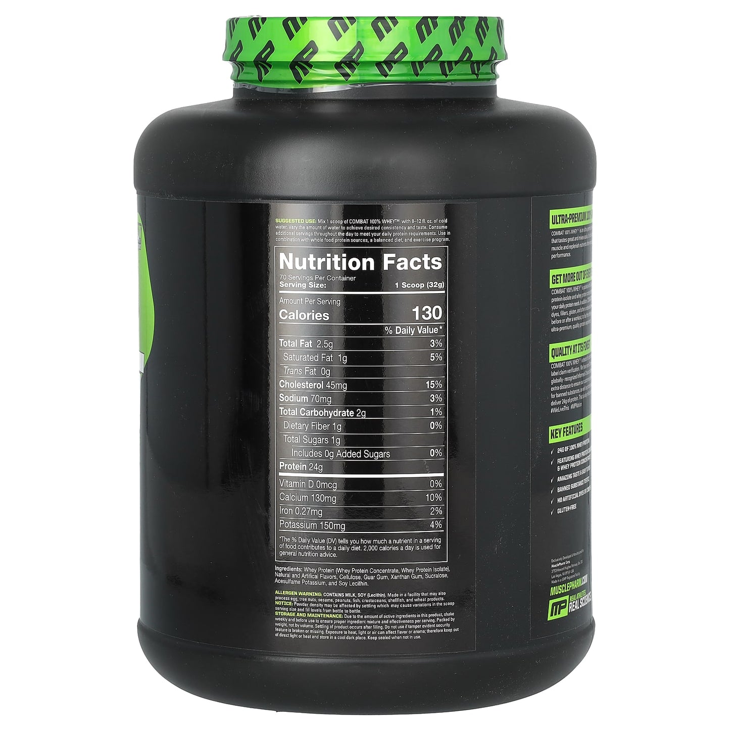 MusclePharm, Combat 100% Whey Protein, Vanilla, 5 lbs (2,240 g)