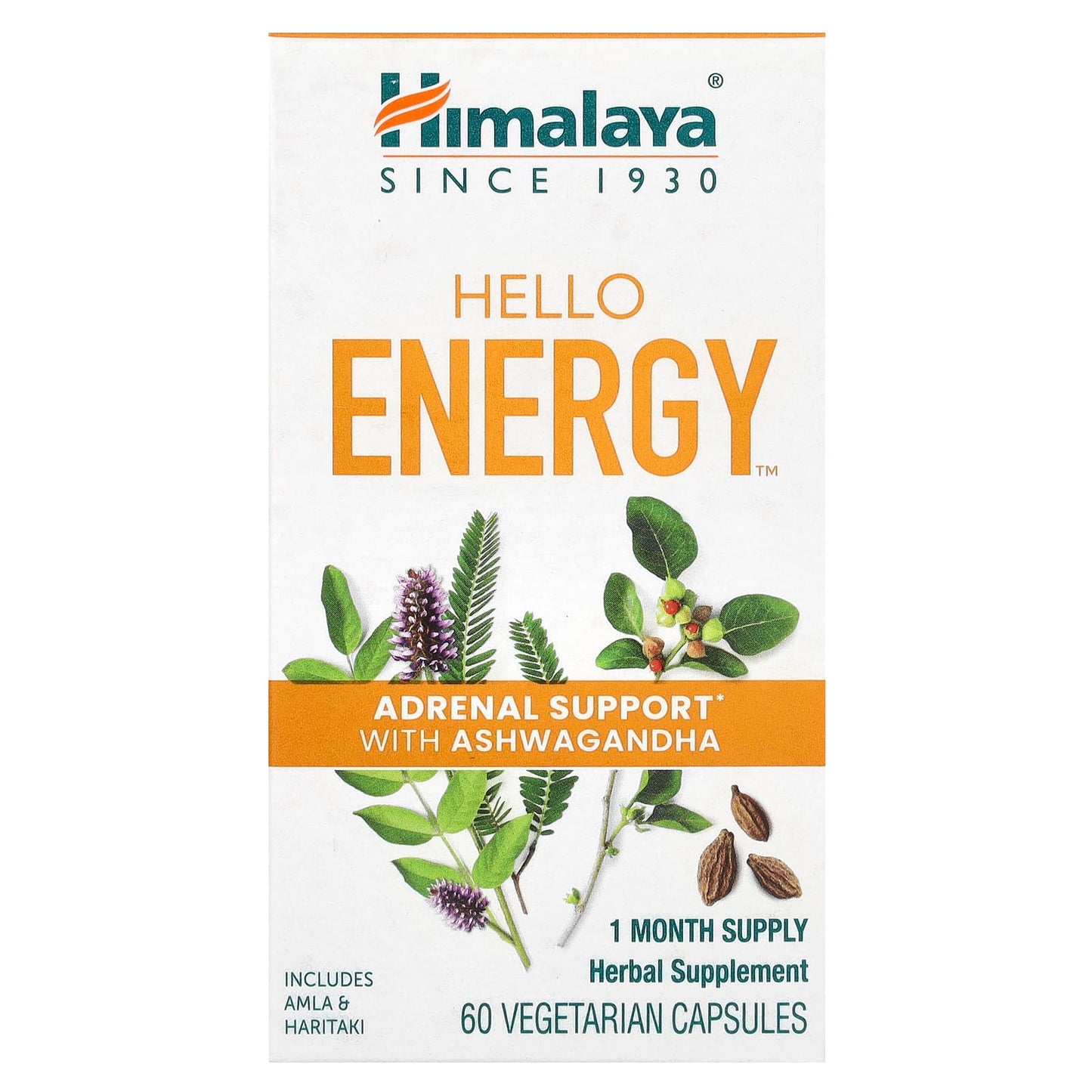 Himalaya-Hello Energy-Adrenal Support with Ashwagandha-60 Vegetarian Capsules