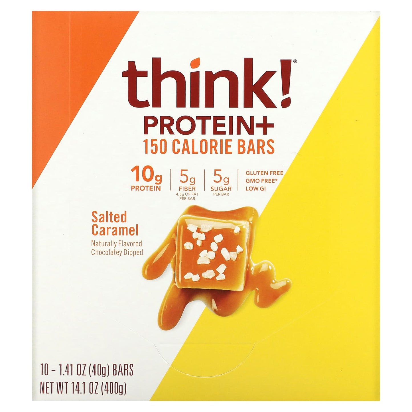 Think !-Protein+ 150 Calorie Bars-Salted Caramel-10 Bars-1.41 oz (40 g) Each