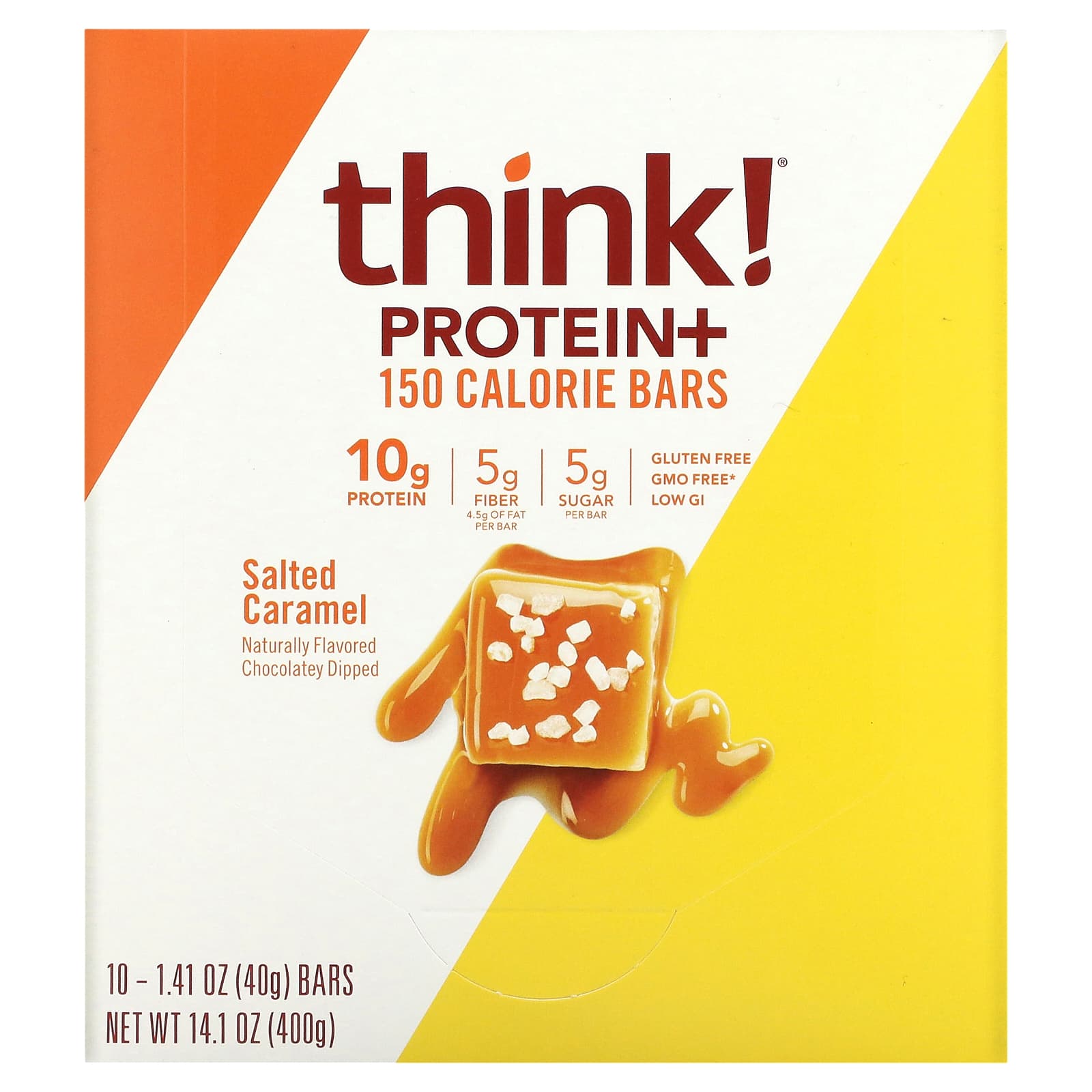 Think !-Protein+ 150 Calorie Bars-Salted Caramel-10 Bars-1.41 oz (40 g) Each