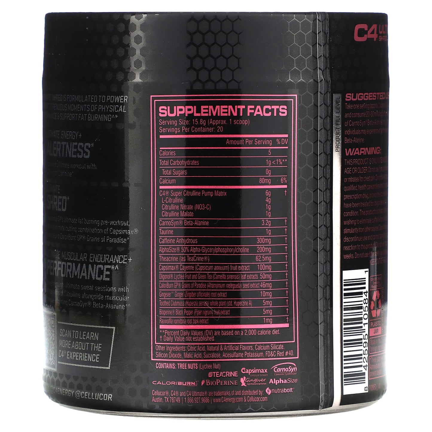 Cellucor, C4 Ultimate Shred, Pre-Workout, Strawberry Watermelon, 11.1 oz (316 g)