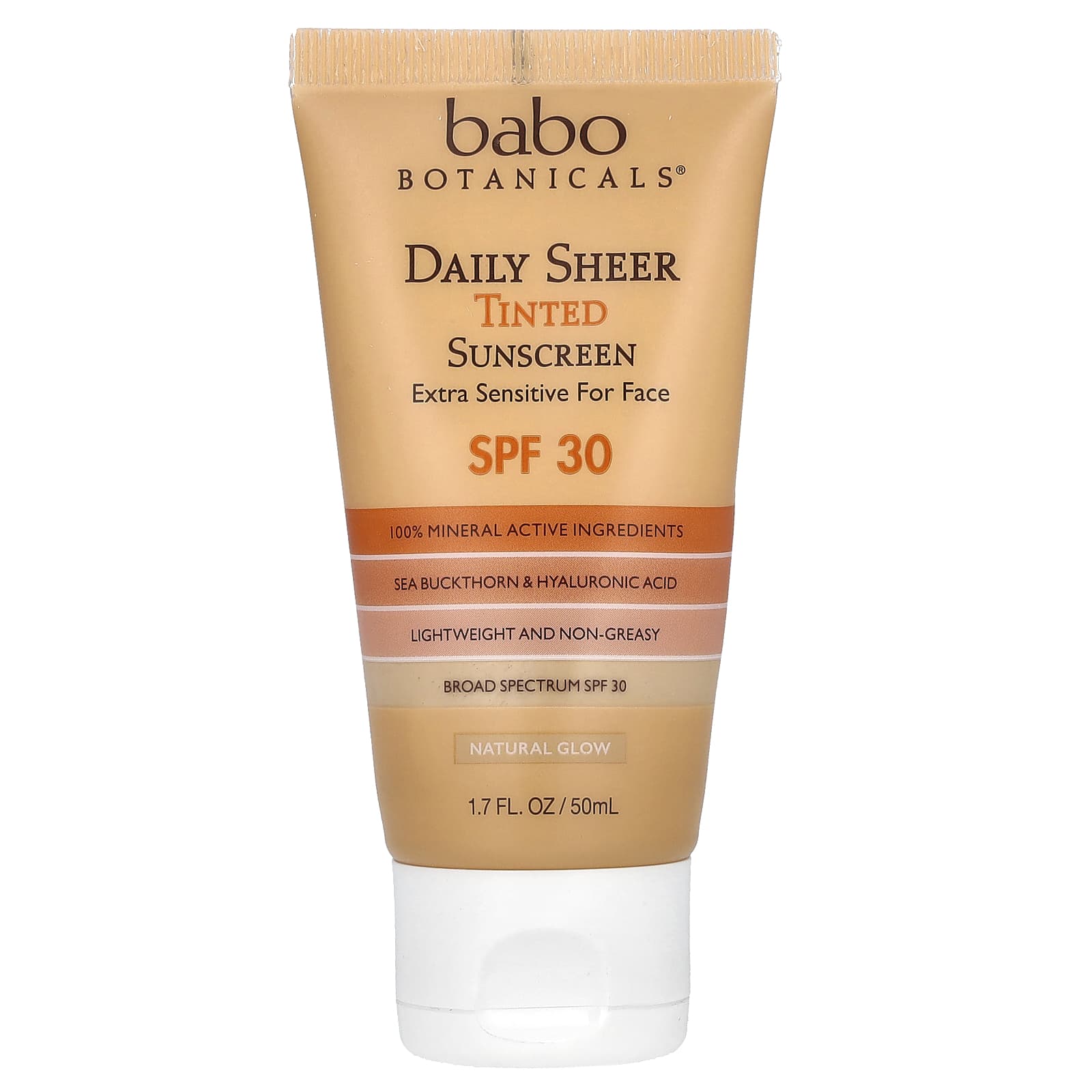 Babo Botanicals-Daily Sheer Tinted Sunscreen-SPF 30-Natural Glow-Fragrance Free-1.7 fl oz (50 ml)