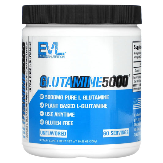 EVLution Nutrition-Glutamine5000-Unflavored-10.58 oz (300 g)