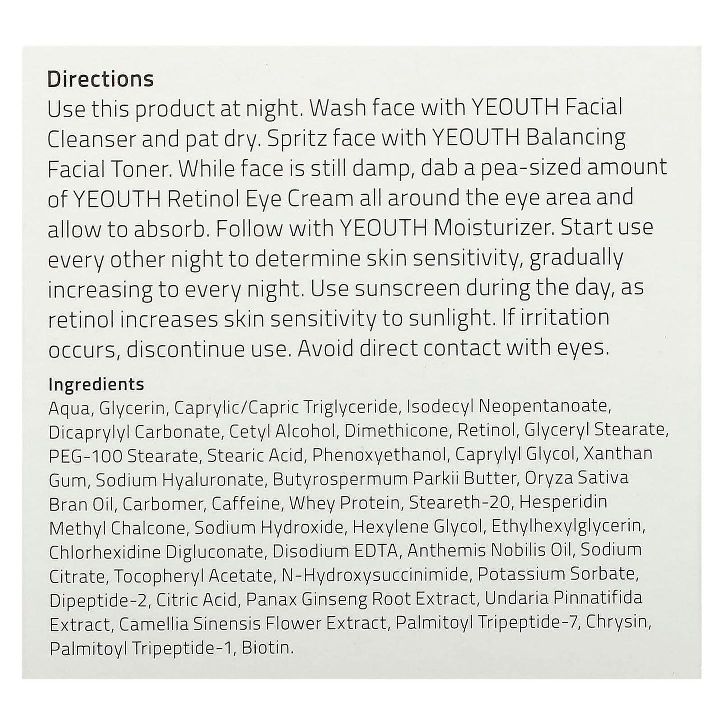 Yeouth, Retinol Eye Cream, 1 fl oz (30 ml)