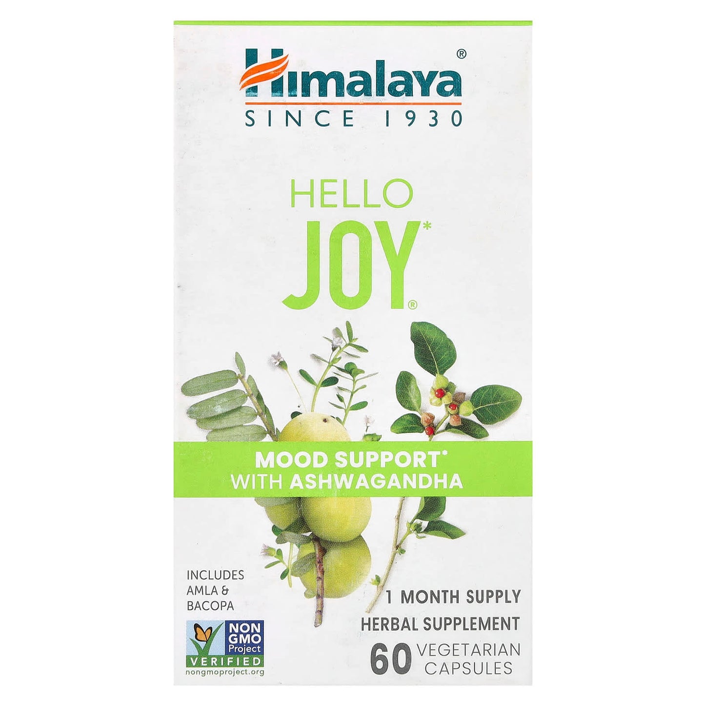 Himalaya-Hello Joy-Mood Support with Ashwagandha-60 Vegetarian Capsules