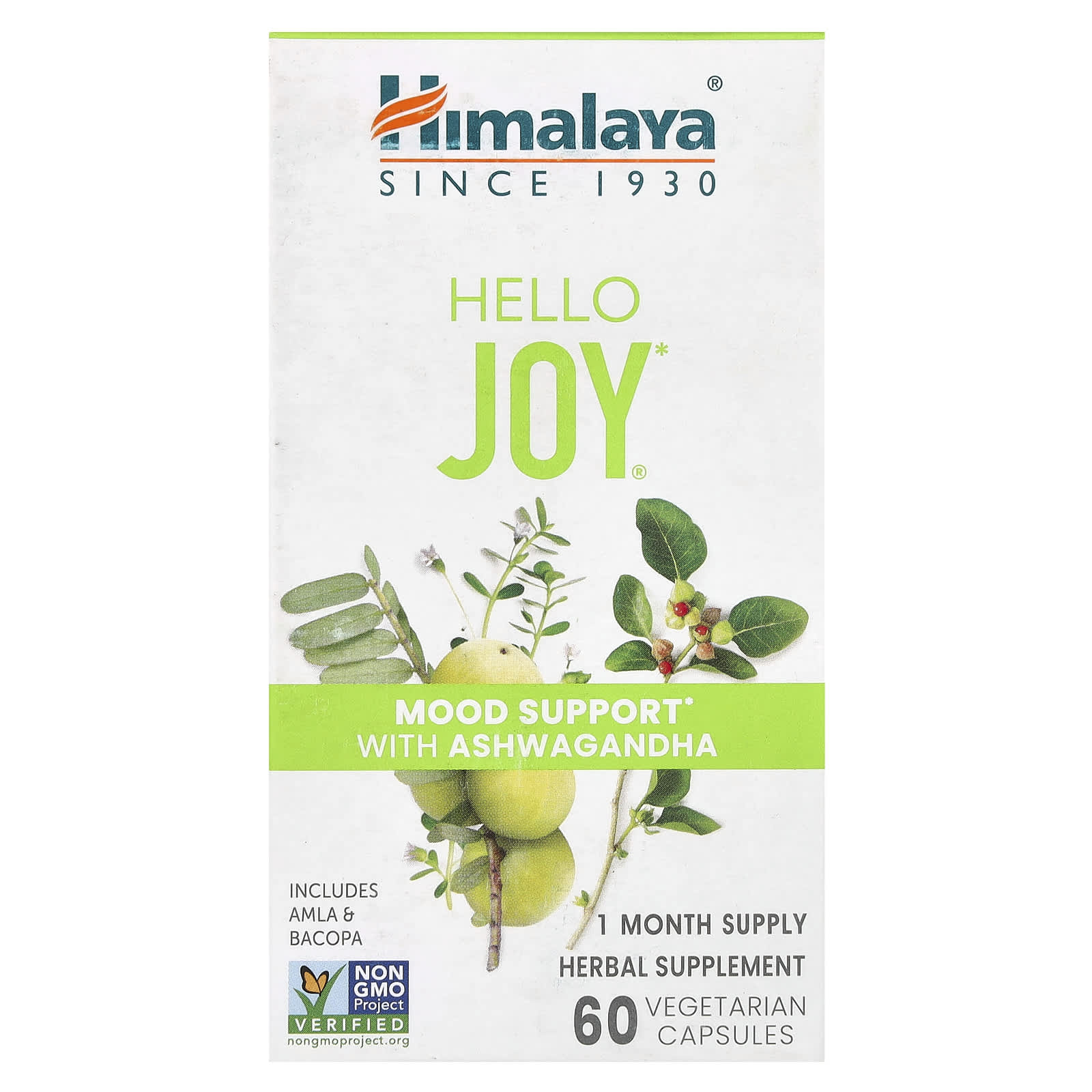 Himalaya-Hello Joy-Mood Support with Ashwagandha-60 Vegetarian Capsules