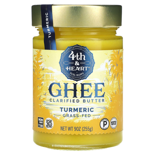 4th & Heart-Ghee Clarified Butter-Grass-Fed-Turmeric-9 oz (255 g)