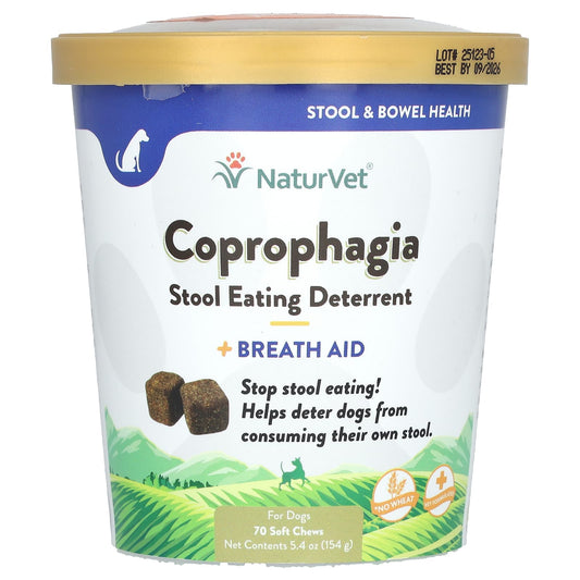 NaturVet-Coprophagia-Stool Eating  Deterrent-+ Breath Aid-For Dogs-70 Soft Chews-5.4 oz (154 g)