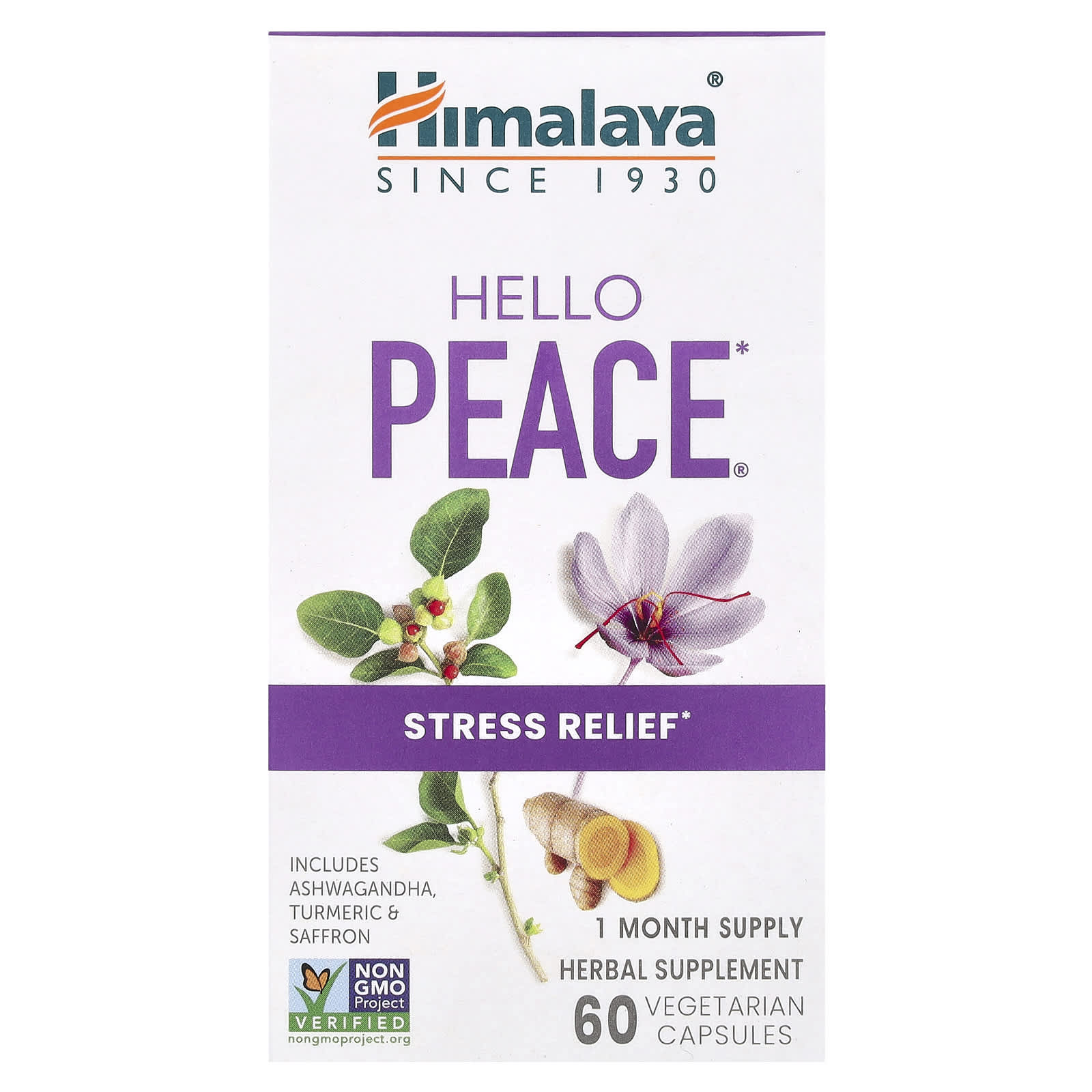 Himalaya-Hello Peace-Stress Relief-60 Vegetarian Capsules