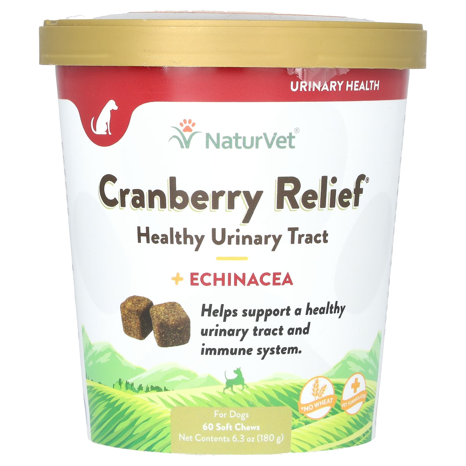 NaturVet-Cranberry Relief-Healthy Urinary Tract + Echinacea-For Dogs-60 Soft Chews-6.3 oz (180 g)