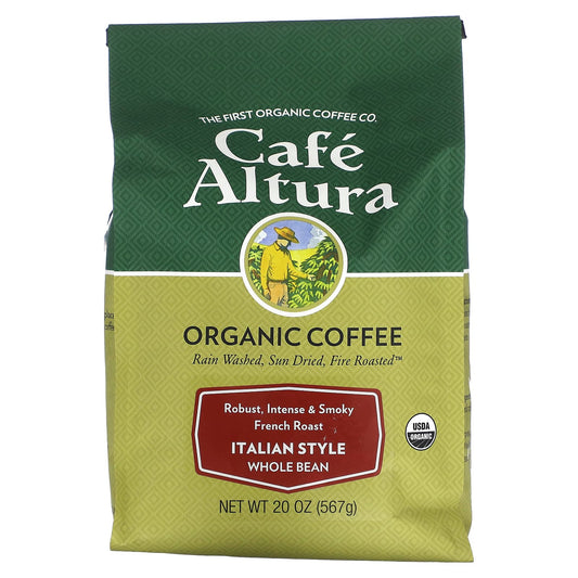 Cafe Altura-Organic Coffee-Italian Style-Whole Bean-French Roast-20 oz (567 g)