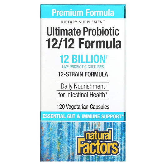 Natural Factors-Ultimate Probiotic-12/12 Formula-12 Billion CFU-120 Vegetarian Capsules