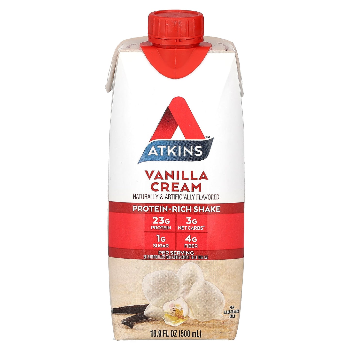 Atkins, Protein-Rich Shake, Vanilla Cream, 4 Shakes, 16.9 fl oz (500 ml) Each