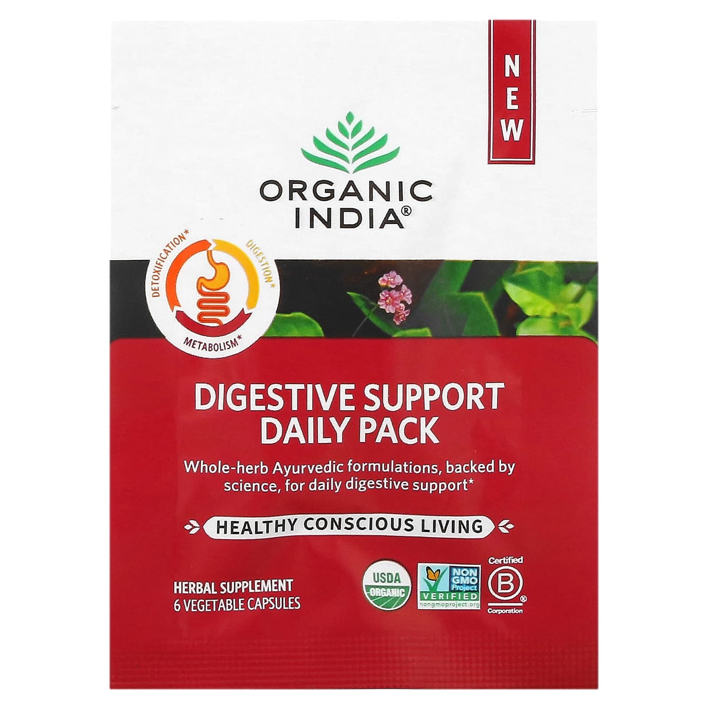 Organic India, Digestive Support Daily Pack, 30 Daily Packs, 180 Vegetable Capsules