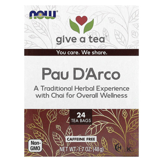 NOW Foods-give a tea-Pau D'Arco-Caffeine-Free-24 Tea Bags-1.7 oz (48 g)