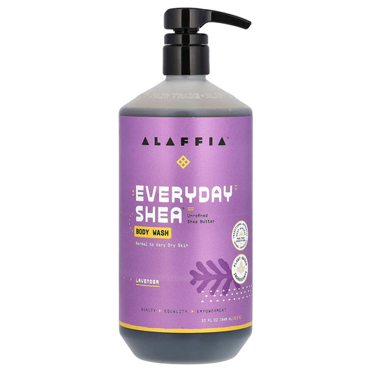 Alaffia-Everyday Shea-Body Wash-Normal to Very Dry Skin-Lavender-32 fl oz (946 ml)