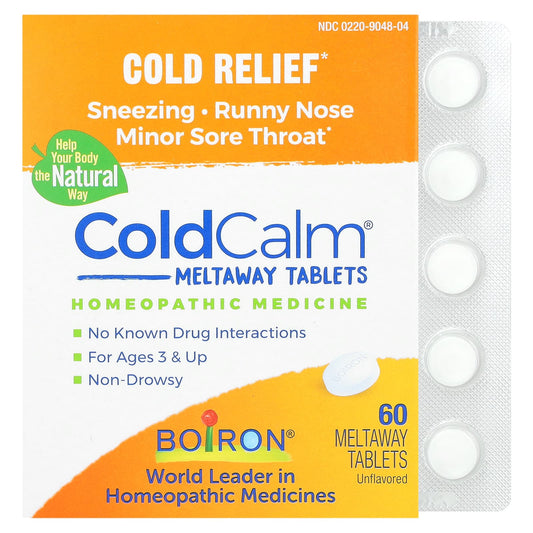 Boiron-ColdCalm-Cold Relief-For Ages 3 & Up-Unflavored-60 Meltaway Tablets