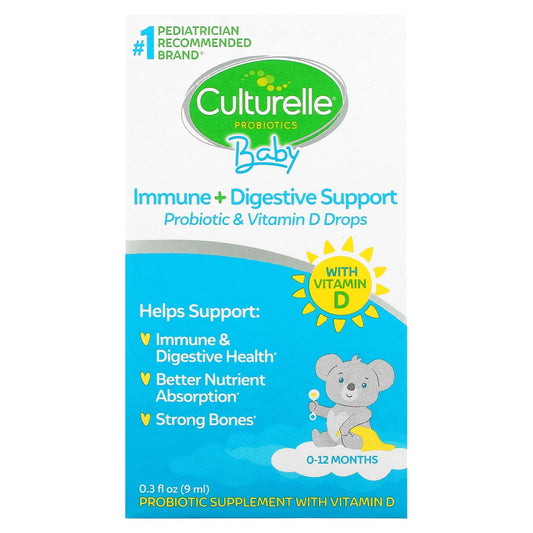 Culturelle-Probiotics-Baby-Immune + Digestive Support-Probiotic & Vitamin D Drops- 0-12 Months-0.3 fl oz (9 ml)