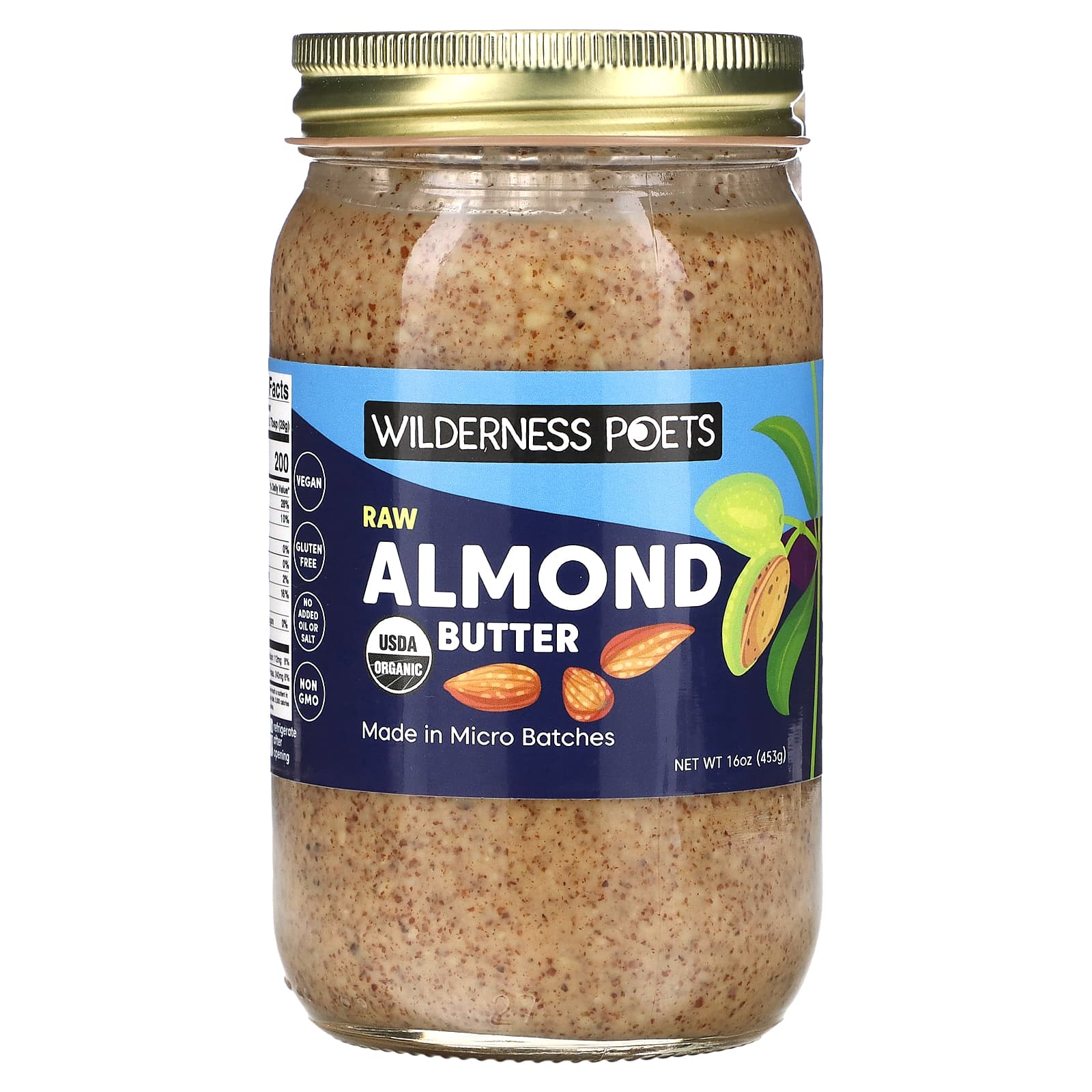 Wilderness Poets-Organic Raw Almond Butter-16 oz (453 g)