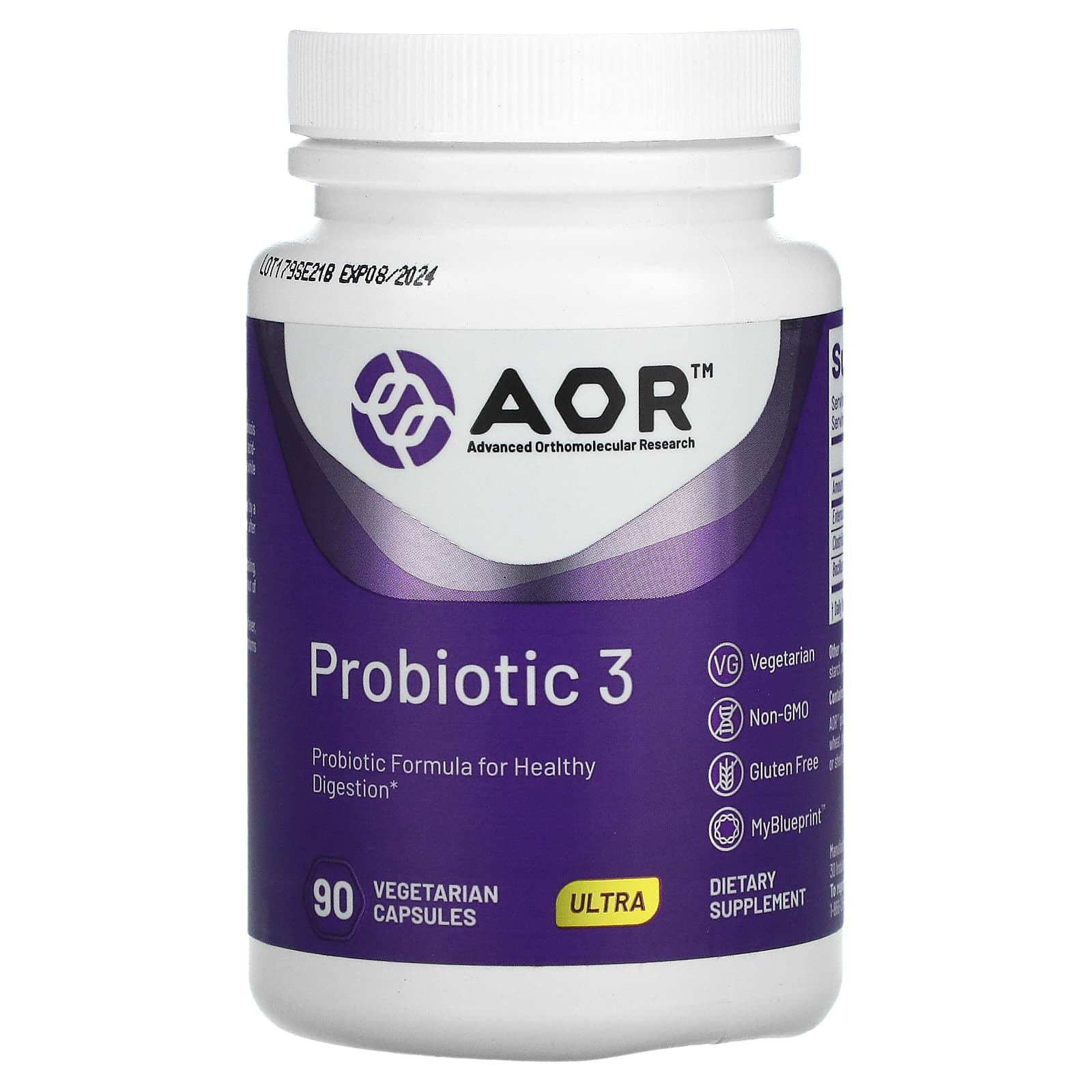 Advanced Orthomolecular Research AOR-Probiotic 3-90 Vegetarian Capsules