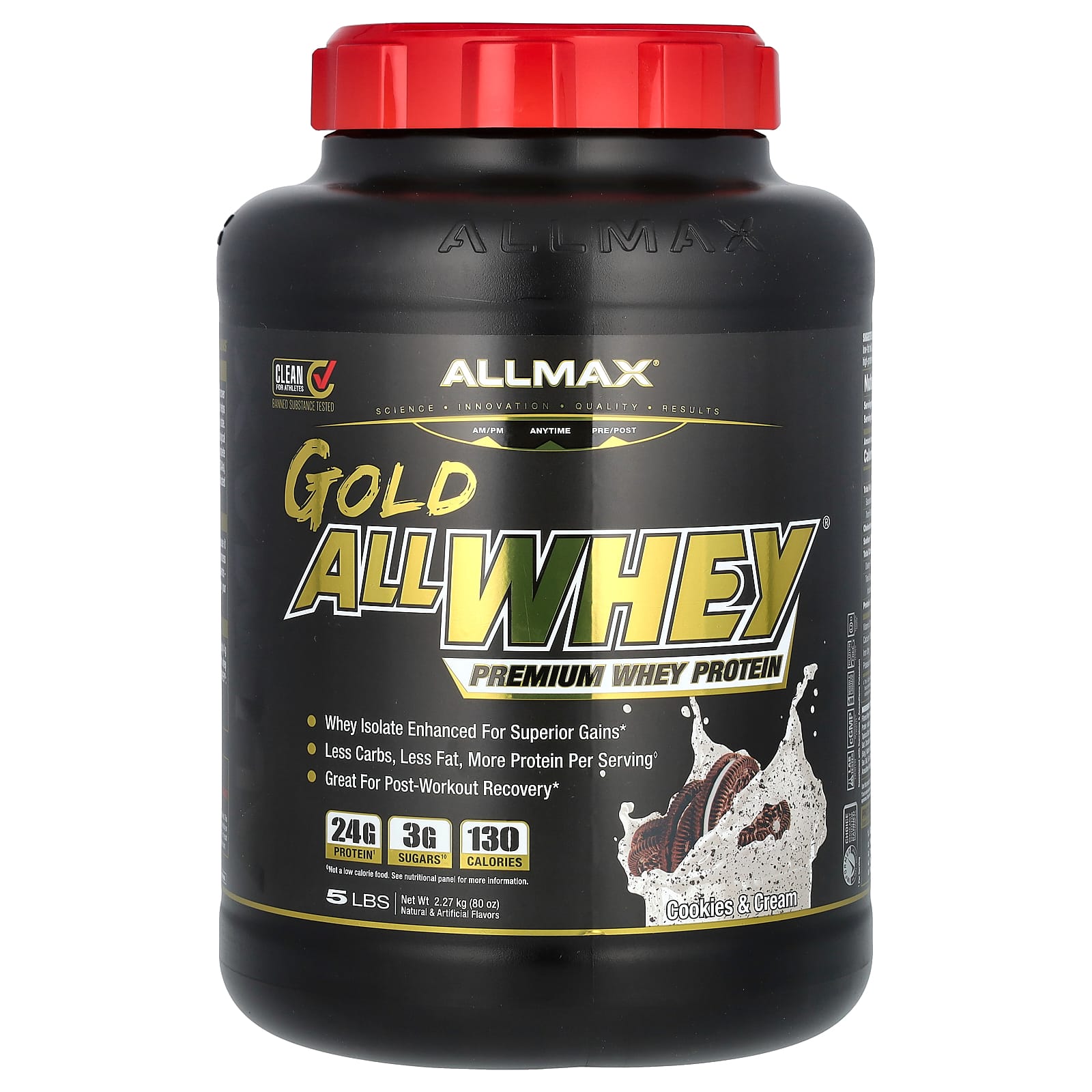 ALLMAX-Gold AllWhey-Premium Whey Protein-Cookies & Cream-5 lbs (2.27 kg)