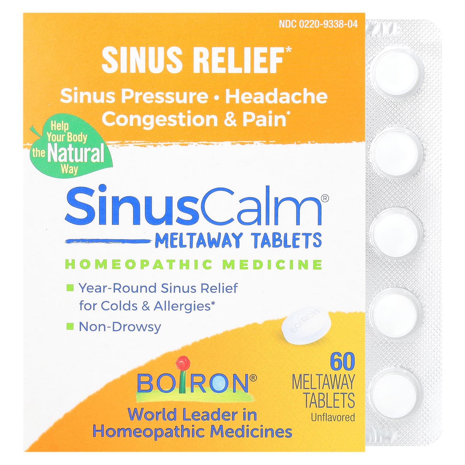 Boiron-Sinus Relief-Sinus Calm-Unflavored-60 Meltaway Tablets