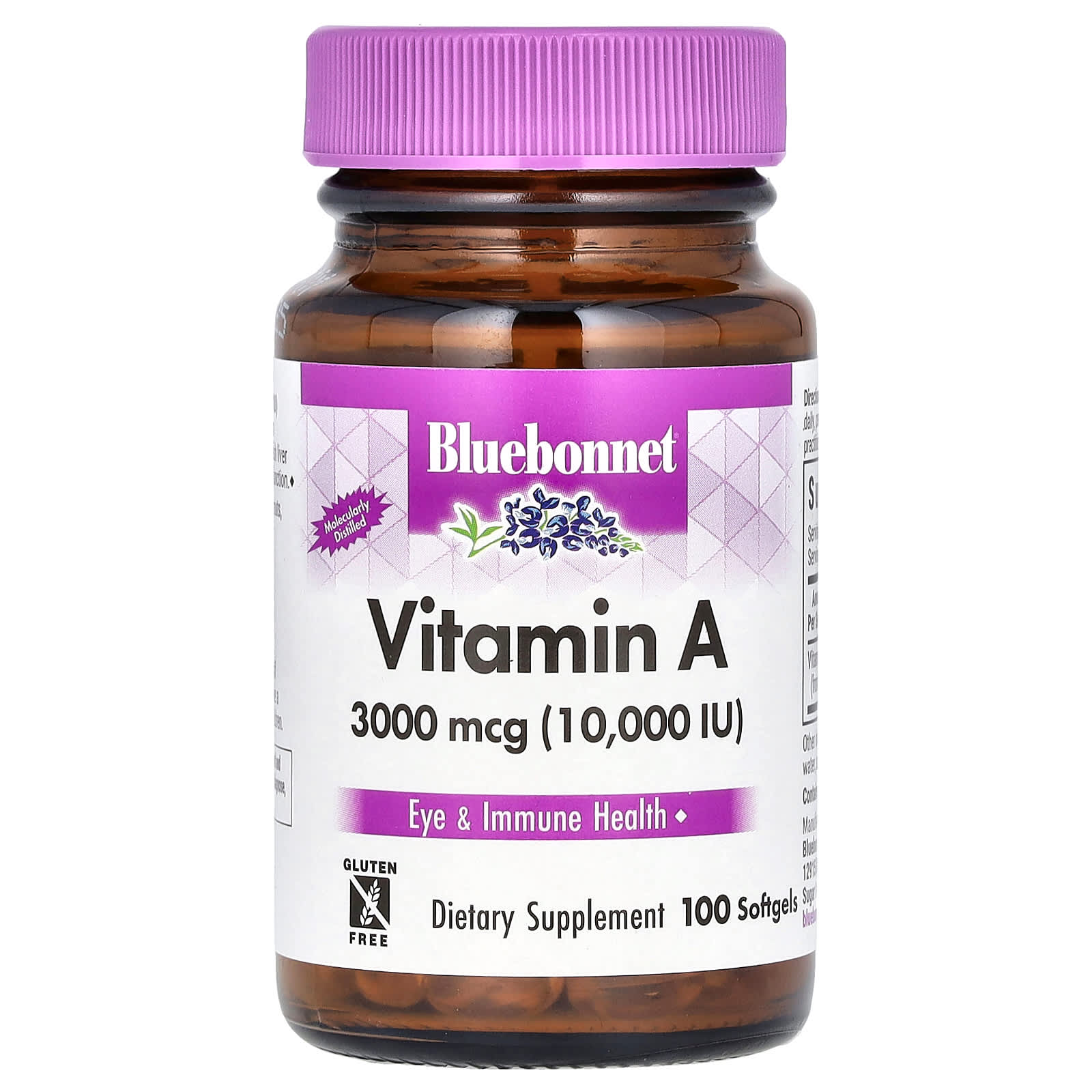 Bluebonnet Nutrition-Vitamin A-3,000 mcg (10,000 IU)-100 Softgels