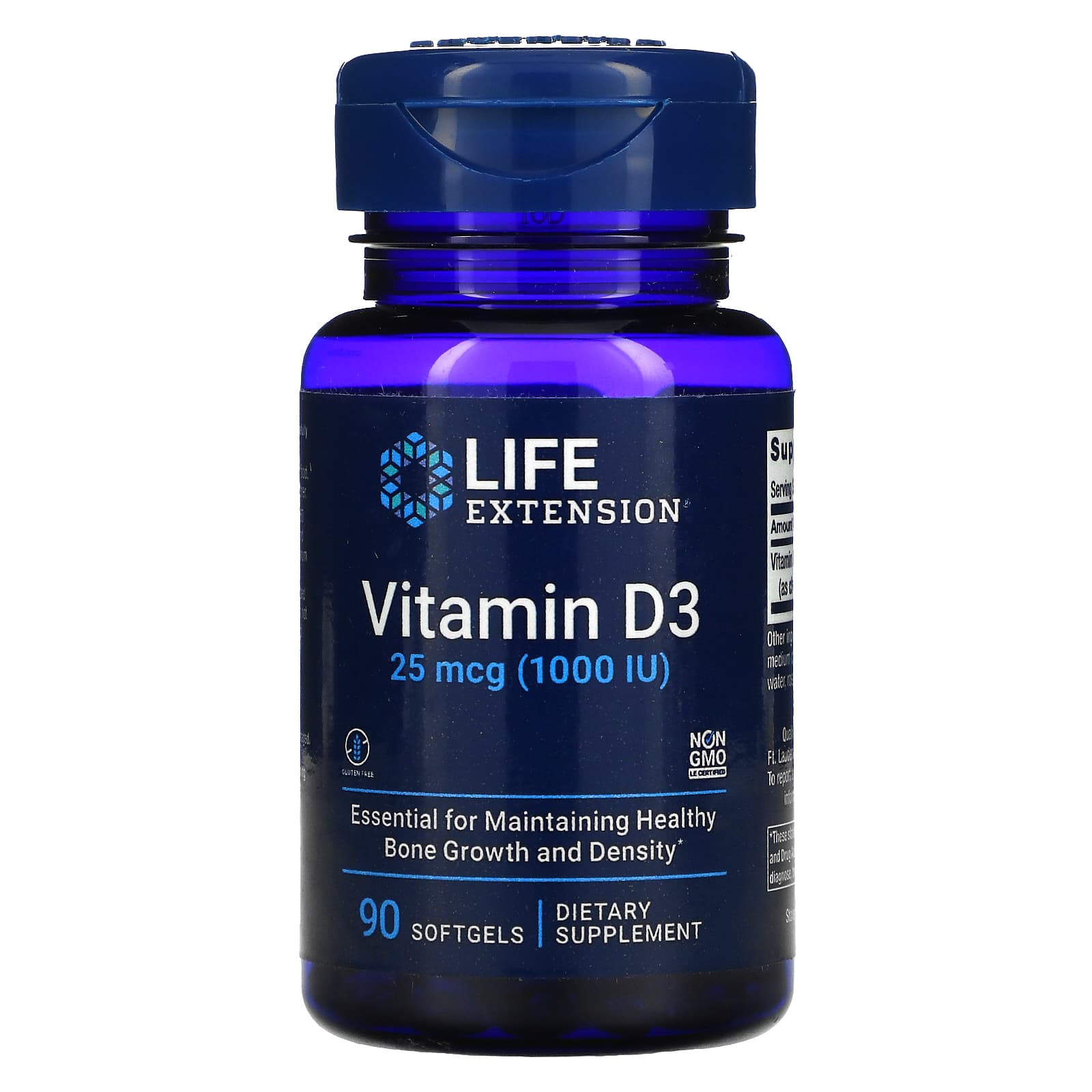 Life Extension-Vitamin D3-25 mcg (1,000 IU)-90 Softgels