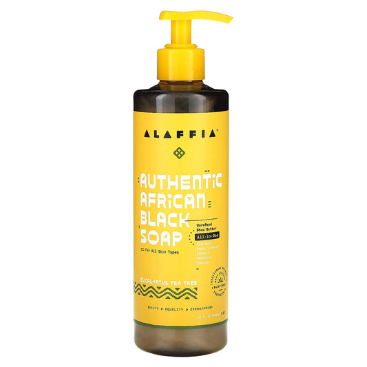 Alaffia-Authentic African Black Soap-Eucalyptus Tea Tree-16 fl oz (476 ml)